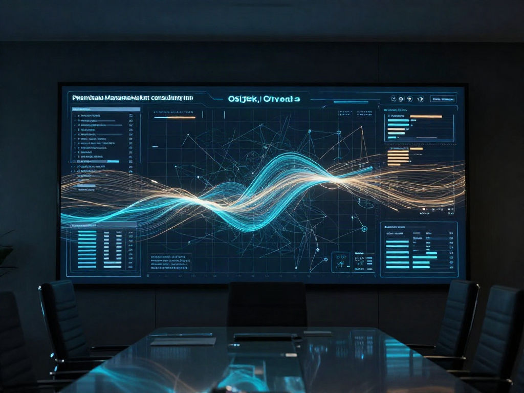 Abstract analytics dashboard in a dark strategy studio